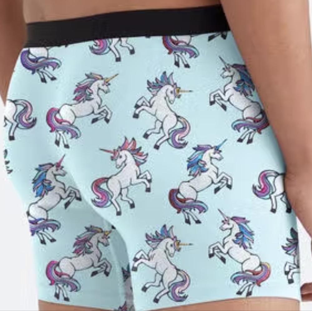 Me Undies, men's size small, boxer briefs, blue unicorn - Picture 4 of 7